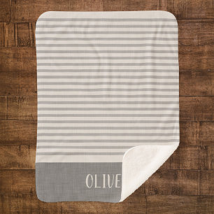 Couverture Sherpa Gris Gris Nom Monogramme Ferme