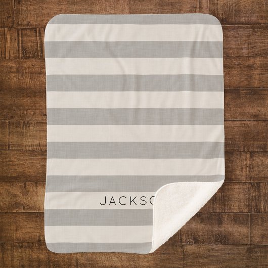 Couverture Sherpa Gris Gris Nom Monogramme | Ferme moderne