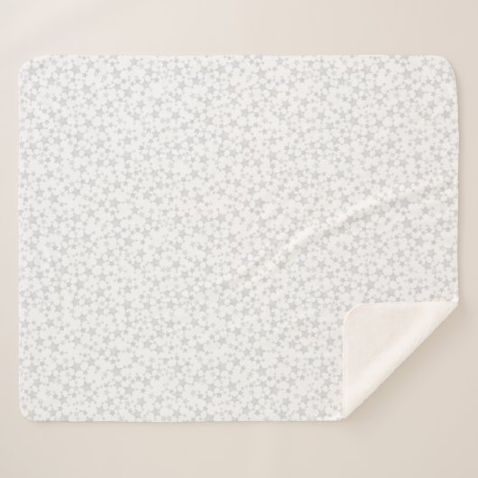 Couverture Sherpa Gris pâle sur blanc | Motif d'étoiles d'impression (Devant (Horizontal))