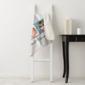 Couverture Sherpa Gris photo collage famille rayé (En situation)