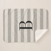 Couverture Sherpa Gris rayures Monogramme | Ferme moderne (Devant (Horizontal))