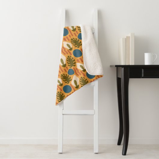 Couverture Sherpa Groovy Floral Rétro (En situation)