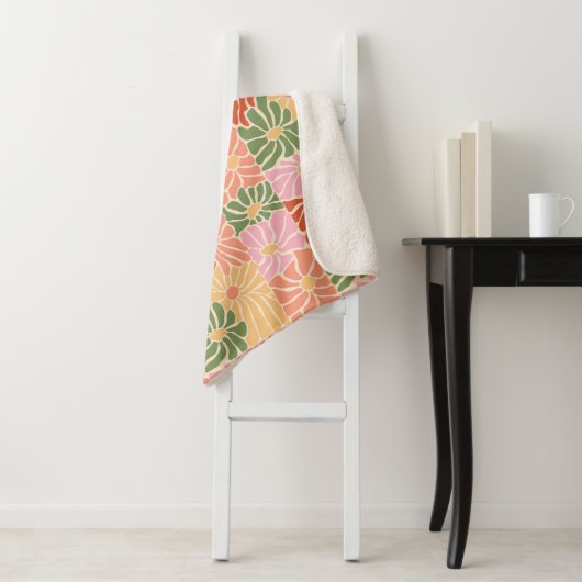 Couverture Sherpa Groovy Retro Floral (En situation)
