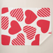 Couverture Sherpa Gros Coeurs Rouges Avec Motif Sur Blanc (Devant (Horizontal))