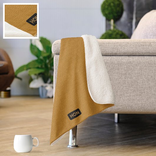 Couverture Sherpa Gros Tricots - Miel Jaune vos initiales