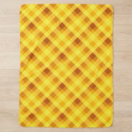 Couverture Sherpa Grosse à Carreaux Jaune Clair de