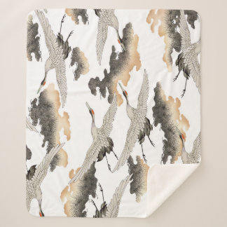 Couverture Sherpa Grue de style japonais : design élégant.