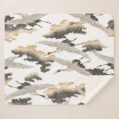 Couverture Sherpa Grue de style japonais : design élégant. (Devant (Horizontal))