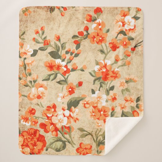 Couverture Sherpa Grunge de fleurs (Devant)