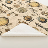 Couverture Sherpa Grunge Rustic Steampunk Horloge (13) (3/4)