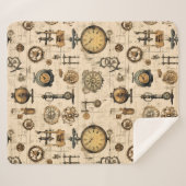 Couverture Sherpa Grunge Rustic Steampunk Horloge (13) (Devant (Horizontal))