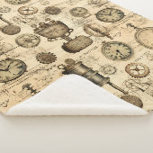 Couverture Sherpa Grunge Rustic Steampunk Horloge (14) (3/4)