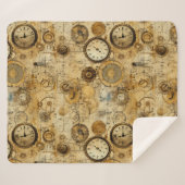 Couverture Sherpa Grunge Rustic Steampunk Horloge (5) (Devant (Horizontal))