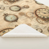 Couverture Sherpa Grunge Rustic Steampunk Horloge (6) (3/4)