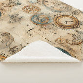 Couverture Sherpa Grunge Rustic Steampunk Horloge (7) (3/4)