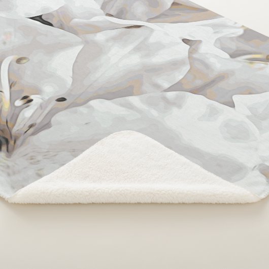 Couverture Sherpa *~* Grunge rustique Blanc Azalea Fleurs Neutres (3/4)