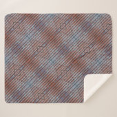 Couverture Sherpa Grunge Urbain Motté Bleu Rouge rayures (Devant (Horizontal))