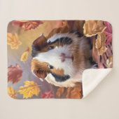 Couverture Sherpa Guinée Cochon et chute des feuilles d'automne (Devant (Horizontal))