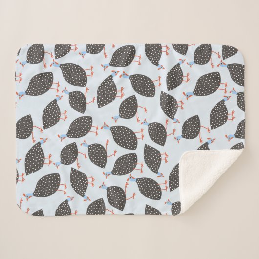 Couverture Sherpa Guinée Fowl mignon Motif d'oiseaux (Devant (Horizontal))