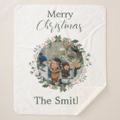 Couverture Sherpa Guirlande de Noël de famille personnalisée (Devant)