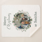 Couverture Sherpa Guirlande de Noël de famille personnalisée (Devant (Horizontal))