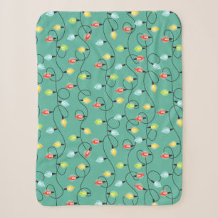 Couverture Sherpa Guirlandes de Noël scintillantes motif de vacances