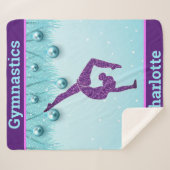 Couverture Sherpa Gymnastics Christmas Purple Aqua Personalized  (Devant (Horizontal))