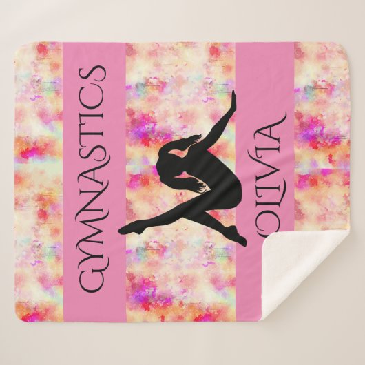 Couverture Sherpa GYMNASTICS SHERPA BLANKET. Nom personnalisé. (Devant (Horizontal))