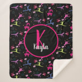 Couverture Sherpa Gymnastique amusant Imprimer Monogramme (Devant)