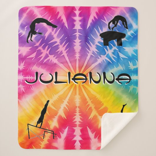 Couverture Sherpa Gymnastique des filles Cravate arc-en-ciel (Devant)