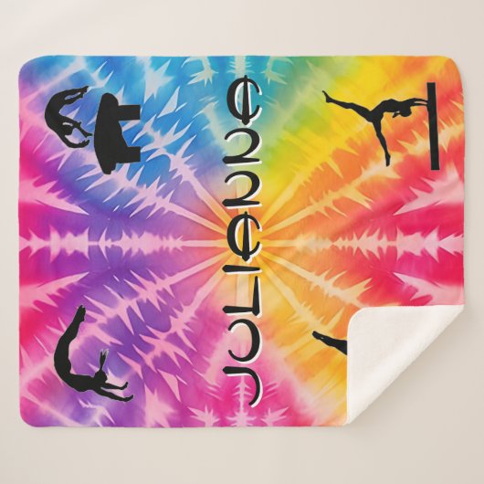 Couverture Sherpa Gymnastique des filles Cravate arc-en-ciel (Devant (Horizontal))