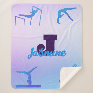 Couverture Sherpa Gymnastique féminine Monogramme bleu violet person