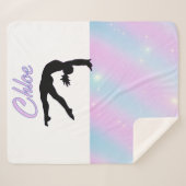 Couverture Sherpa Gymnastique violet Lilac et bébé bleu pastel (Devant (Horizontal))