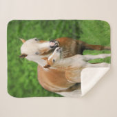 Couverture Sherpa Haflinger Horse mignon Bébé Foal Baiser Mum Pony P (Devant (Horizontal))