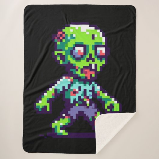 Couverture Sherpa Halloween 8 bits drôle zombie (Devant)