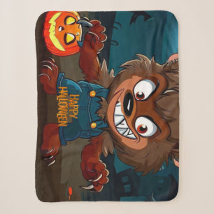 Couverture Sherpa Halloween/automne/loup-garou/dessin animé