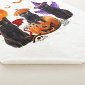 Couverture Sherpa Halloween Chat Noir, Chat Noir Assis Sur Citrouill (3/4)