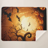 Couverture Sherpa Halloween/chauve-souris/Citrouille/automne (Devant (Horizontal))