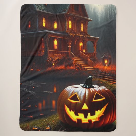 Couverture Sherpa Halloween/Citrouille/Automne (Devant)