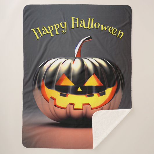 Couverture Sherpa Halloween Citrouille brillant (Devant)