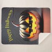 Couverture Sherpa Halloween Citrouille brillant (Devant (Horizontal))