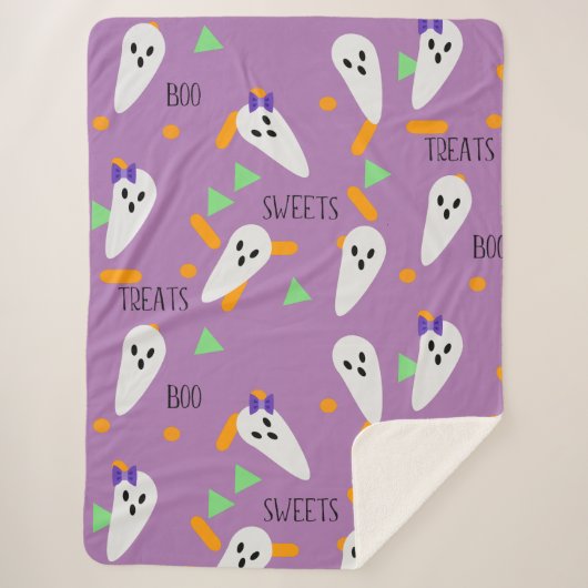 Couverture Sherpa Halloween Confetti arrose les traitements fantômes (Devant)