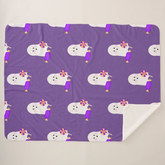 Couverture Sherpa Halloween Cute Little Ghost et les cures (Devant (Horizontal))