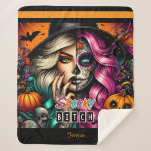 Couverture Sherpa Halloween de fille Goth éffrayante