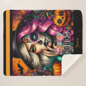 Couverture Sherpa Halloween de fille Goth éffrayante (Devant (Horizontal))