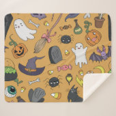 Couverture Sherpa Halloween Doodle Objets Motif sans couture (Devant (Horizontal))