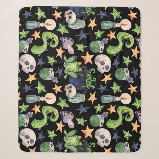 Couverture Sherpa Halloween éffrayant : Motif à main foncée. (Devant)