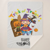 Couverture Sherpa Halloween fille sorcière mignonne Whimsical (Devant)