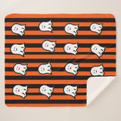 Couverture Sherpa Halloween Ghosts on Black and Orange Stripes (Devant (Horizontal))