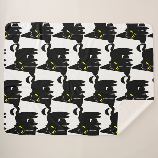 Couverture Sherpa Halloween mignon fantôme noir et Casquette de sorc (Devant (Horizontal))